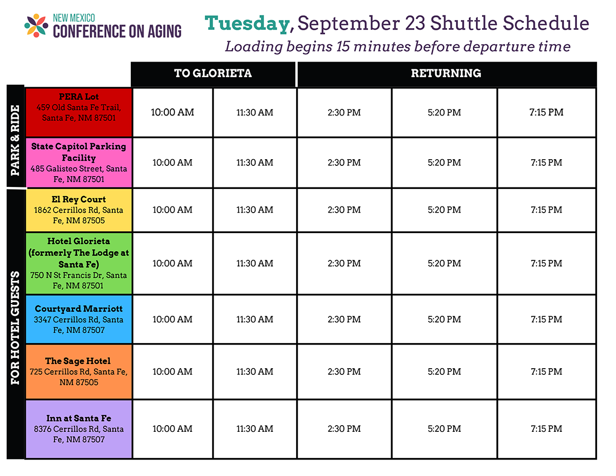 General Shuttle Schedule